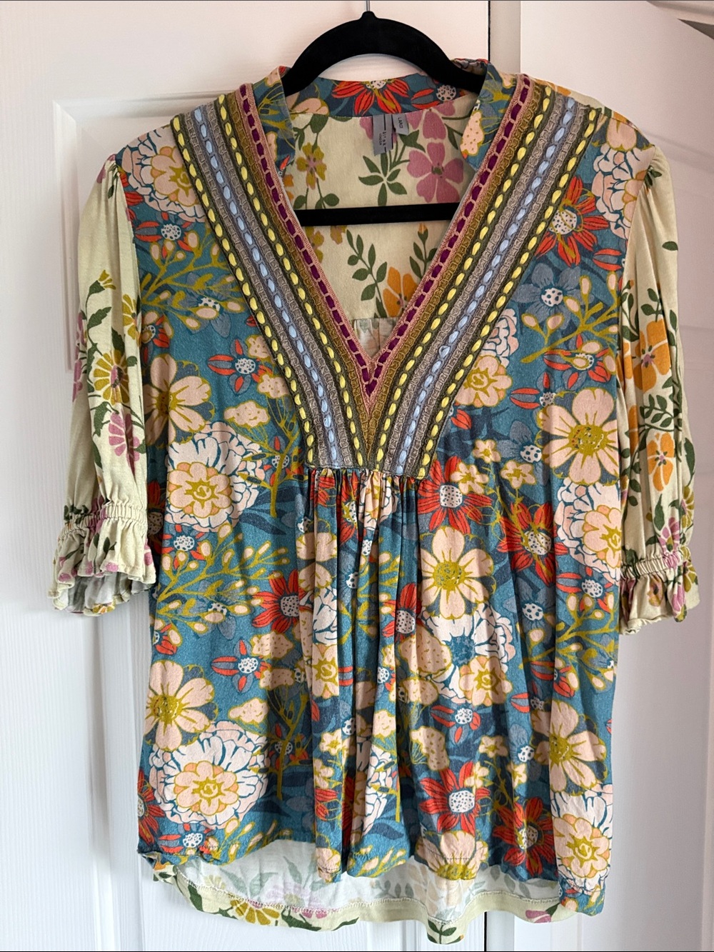 Anthropologie-Floral V-Neck Women's Top Sold-Out!